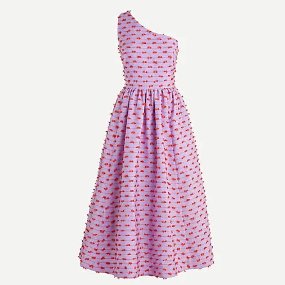 Taffeta Dress with Eyelash Fringe